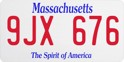 MA license plate 9JX676