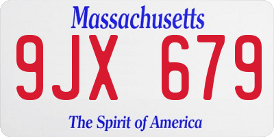 MA license plate 9JX679