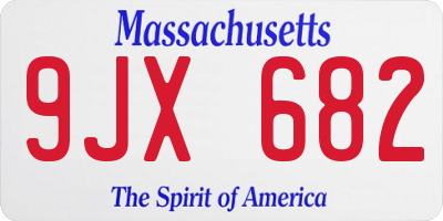 MA license plate 9JX682