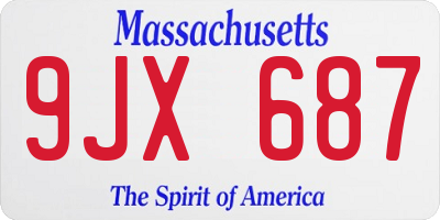 MA license plate 9JX687