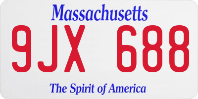 MA license plate 9JX688