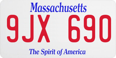 MA license plate 9JX690