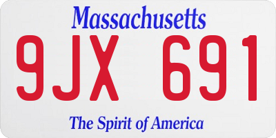 MA license plate 9JX691