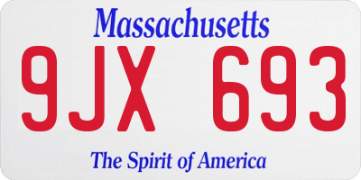 MA license plate 9JX693