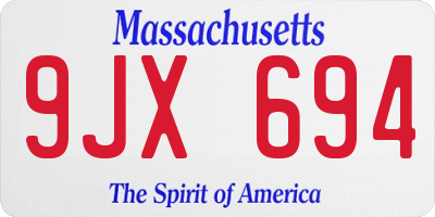 MA license plate 9JX694