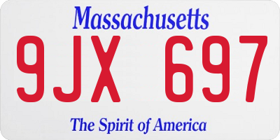 MA license plate 9JX697