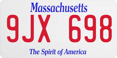 MA license plate 9JX698