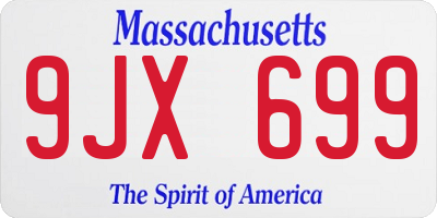 MA license plate 9JX699