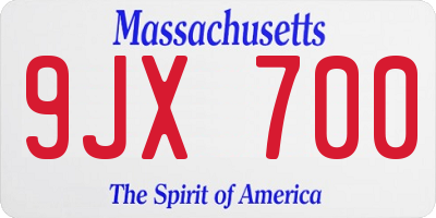 MA license plate 9JX700