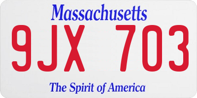 MA license plate 9JX703