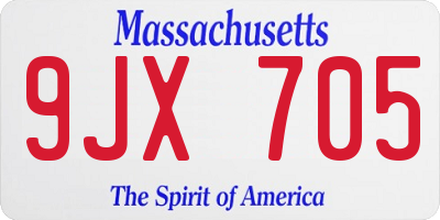 MA license plate 9JX705