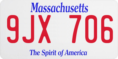 MA license plate 9JX706