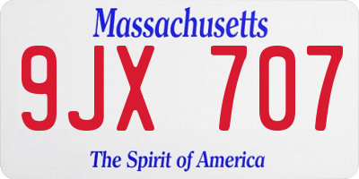 MA license plate 9JX707