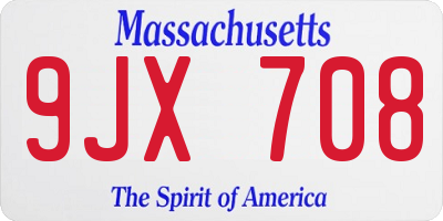 MA license plate 9JX708