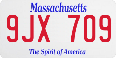 MA license plate 9JX709