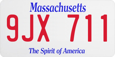 MA license plate 9JX711