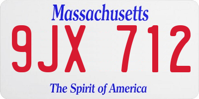 MA license plate 9JX712