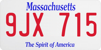 MA license plate 9JX715