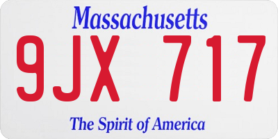 MA license plate 9JX717