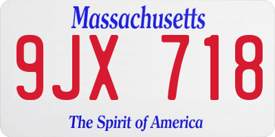 MA license plate 9JX718