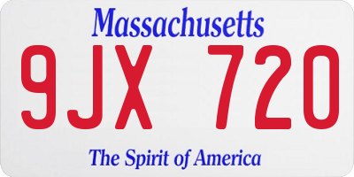 MA license plate 9JX720
