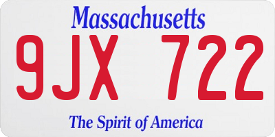 MA license plate 9JX722
