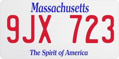 MA license plate 9JX723