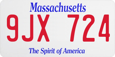MA license plate 9JX724