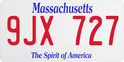 MA license plate 9JX727