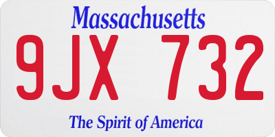 MA license plate 9JX732