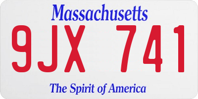 MA license plate 9JX741
