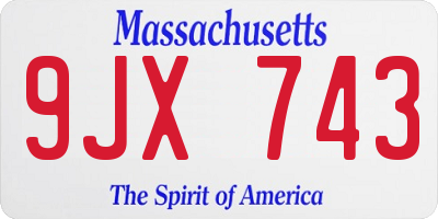 MA license plate 9JX743