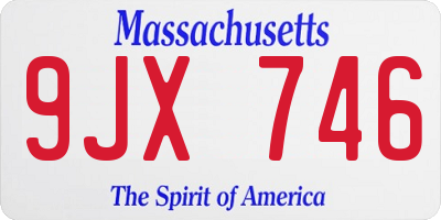 MA license plate 9JX746