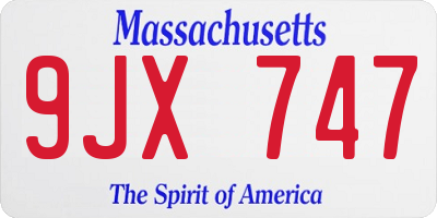 MA license plate 9JX747