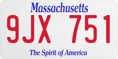 MA license plate 9JX751