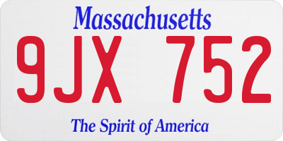 MA license plate 9JX752