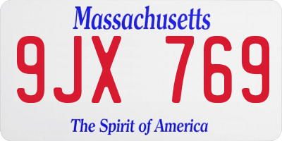 MA license plate 9JX769
