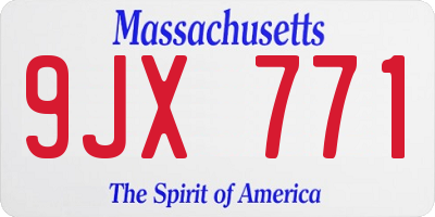 MA license plate 9JX771