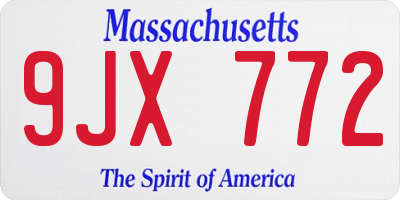 MA license plate 9JX772