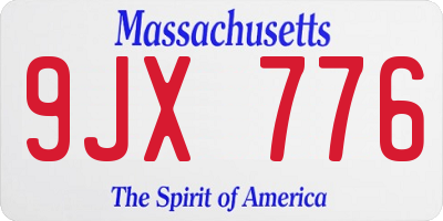 MA license plate 9JX776