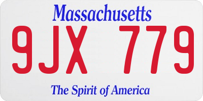 MA license plate 9JX779