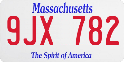 MA license plate 9JX782