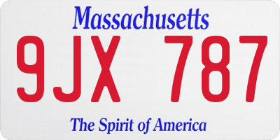 MA license plate 9JX787