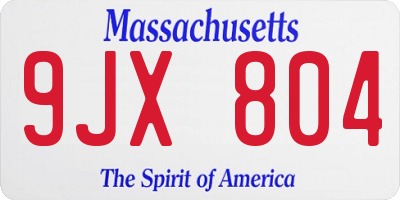 MA license plate 9JX804