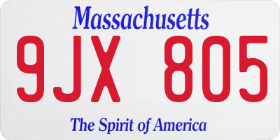 MA license plate 9JX805