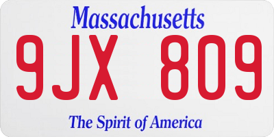 MA license plate 9JX809