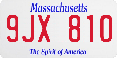 MA license plate 9JX810