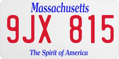 MA license plate 9JX815