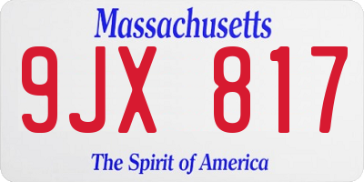 MA license plate 9JX817