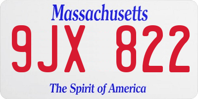 MA license plate 9JX822